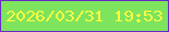 文字の大きさ：3、枠の色：6a28c8、背景の色：7ee35d、文字の色：fdfd41 無料ブログパーツのブログ時計