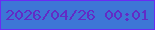 文字の大きさ：4、枠の色：6a2bf2、背景の色：3d76d6、文字の色：622bc6 無料ブログパーツのブログ時計