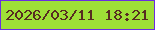 文字の大きさ：2、枠の色：6a2de0、背景の色：9edf37、文字の色：572c21 無料ブログパーツのブログ時計