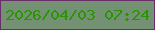文字の大きさ：2、枠の色：6a2e6a、背景の色：749273、文字の色：2b9406 無料ブログパーツのブログ時計