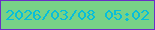 文字の大きさ：2、枠の色：6a2fc6、背景の色：78d287、文字の色：07beda 無料ブログパーツのブログ時計