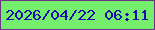 文字の大きさ：3、枠の色：6a3385、背景の色：75ee6d、文字の色：1b0eac 無料ブログパーツのブログ時計