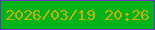 文字の大きさ：3、枠の色：6a34c3、背景の色：02b31a、文字の色：c8ae0b 無料ブログパーツのブログ時計