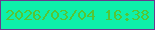 文字の大きさ：1、枠の色：6a388e、背景の色：0ef0aa、文字の色：54c634 無料ブログパーツのブログ時計
