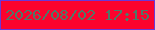 文字の大きさ：1、枠の色：6a38d7、背景の色：fb032d、文字の色：4e7967 無料ブログパーツのブログ時計