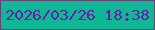 文字の大きさ：4、枠の色：6a427a、背景の色：0fb794、文字の色：661cac 無料ブログパーツのブログ時計