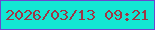 文字の大きさ：3、枠の色：6a46cf、背景の色：12e7d3、文字の色：9f3644 無料ブログパーツのブログ時計
