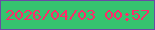 文字の大きさ：2、枠の色：6a4aa5、背景の色：36c36f、文字の色：ff296a 無料ブログパーツのブログ時計