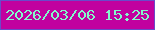 文字の大きさ：5、枠の色：6a4ac9、背景の色：c1019f、文字の色：83f9cc 無料ブログパーツのブログ時計