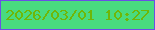 文字の大きさ：5、枠の色：6a4fe5、背景の色：49db7f、文字の色：6fb707 無料ブログパーツのブログ時計