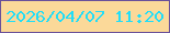 文字の大きさ：4、枠の色：6a519a、背景の色：fbd999、文字の色：22ddf7 無料ブログパーツのブログ時計