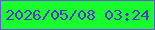文字の大きさ：4、枠の色：6a55da、背景の色：17ff2c、文字の色：5a31cf 無料ブログパーツのブログ時計