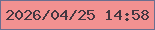 文字の大きさ：4、枠の色：6a6e8f、背景の色：f29191、文字の色：443740 無料ブログパーツのブログ時計