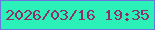 文字の大きさ：1、枠の色：6a76de、背景の色：2bf1b9、文字の色：8f2d6d 無料ブログパーツのブログ時計