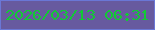 文字の大きさ：4、枠の色：6a77d6、背景の色：675a9f、文字の色：12c935 無料ブログパーツのブログ時計