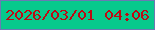 文字の大きさ：4、枠の色：6a79b3、背景の色：07c98c、文字の色：be0913 無料ブログパーツのブログ時計