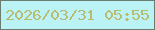 文字の大きさ：3、枠の色：6a7d6e、背景の色：bbf2f5、文字の色：b9bc6f 無料ブログパーツのブログ時計