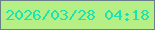 文字の大きさ：2、枠の色：6a7d8a、背景の色：b6ef85、文字の色：1ce3b1 無料ブログパーツのブログ時計