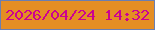 文字の大きさ：3、枠の色：6a7eb1、背景の色：e48e24、文字の色：cc0291 無料ブログパーツのブログ時計