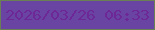 文字の大きさ：4、枠の色：6a7f54、背景の色：6a44a2、文字の色：6d2796 無料ブログパーツのブログ時計