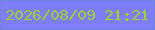文字の大きさ：4、枠の色：6a86d9、背景の色：807dfb、文字の色：9dcf38 無料ブログパーツのブログ時計