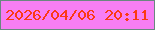 文字の大きさ：1、枠の色：6a8780、背景の色：f77ef4、文字の色：fc3916 無料ブログパーツのブログ時計