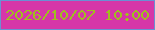 文字の大きさ：2、枠の色：6a8fd3、背景の色：d636a8、文字の色：9fc01d 無料ブログパーツのブログ時計