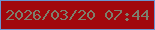 文字の大きさ：4、枠の色：6a94d0、背景の色：a1070d、文字の色：7d7e6c 無料ブログパーツのブログ時計