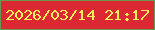 文字の大きさ：4、枠の色：6a974d、背景の色：db2833、文字の色：f3ee59 無料ブログパーツのブログ時計