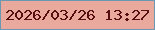 文字の大きさ：5、枠の色：6a97b1、背景の色：e9a99c、文字の色：570e11 無料ブログパーツのブログ時計
