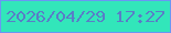 文字の大きさ：2、枠の色：6a97f3、背景の色：32e6ba、文字の色：597dc7 無料ブログパーツのブログ時計