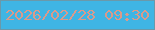 文字の大きさ：5、枠の色：6a99aa、背景の色：3fb5e4、文字の色：da9a8b 無料ブログパーツのブログ時計