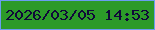 文字の大きさ：5、枠の色：6a9df1、背景の色：2c9a29、文字の色：100839 無料ブログパーツのブログ時計