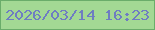 文字の大きさ：4、枠の色：6aad6a、背景の色：a3d994、文字の色：6e7dc2 無料ブログパーツのブログ時計