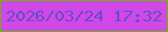 文字の大きさ：4、枠の色：6ab709、背景の色：d048e8、文字の色：6a4cc0 無料ブログパーツのブログ時計