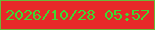 文字の大きさ：4、枠の色：6ab938、背景の色：e72829、文字の色：3ed933 無料ブログパーツのブログ時計