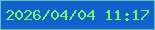 文字の大きさ：4、枠の色：6abbb8、背景の色：1063cd、文字の色：78f666 無料ブログパーツのブログ時計
