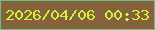 文字の大きさ：3、枠の色：6abf84、背景の色：86623c、文字の色：d3f23d 無料ブログパーツのブログ時計