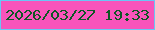 文字の大きさ：2、枠の色：6ac6f5、背景の色：f854bb、文字の色：0e5725 無料ブログパーツのブログ時計