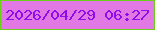 文字の大きさ：5、枠の色：6acf19、背景の色：e178e4、文字の色：8f0dea 無料ブログパーツのブログ時計