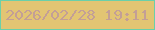 文字の大きさ：1、枠の色：6ad0a9、背景の色：e2c573、文字の色：c39f96 無料ブログパーツのブログ時計