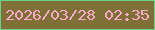 文字の大きさ：3、枠の色：6ad28e、背景の色：7e7037、文字の色：f8aac8 無料ブログパーツのブログ時計