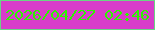 文字の大きさ：1、枠の色：6ad484、背景の色：d83cca、文字の色：2ef401 無料ブログパーツのブログ時計