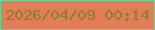 文字の大きさ：3、枠の色：6ad495、背景の色：e27d5a、文字の色：8c8024 無料ブログパーツのブログ時計