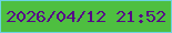 文字の大きさ：1、枠の色：6ad4e2、背景の色：4ebf40、文字の色：570788 無料ブログパーツのブログ時計