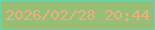 文字の大きさ：3、枠の色：6ad5a7、背景の色：98bd76、文字の色：e6b47b 無料ブログパーツのブログ時計
