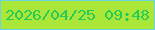 文字の大きさ：3、枠の色：6ad6dc、背景の色：aae738、文字の色：26ca55 無料ブログパーツのブログ時計