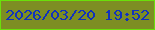 文字の大きさ：5、枠の色：6ae00a、背景の色：7d8e23、文字の色：1032bd 無料ブログパーツのブログ時計