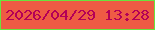 文字の大きさ：3、枠の色：6ae33d、背景の色：ee5b44、文字の色：b40057 無料ブログパーツのブログ時計