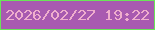 文字の大きさ：4、枠の色：6ae458、背景の色：a85ab0、文字の色：efaecd 無料ブログパーツのブログ時計